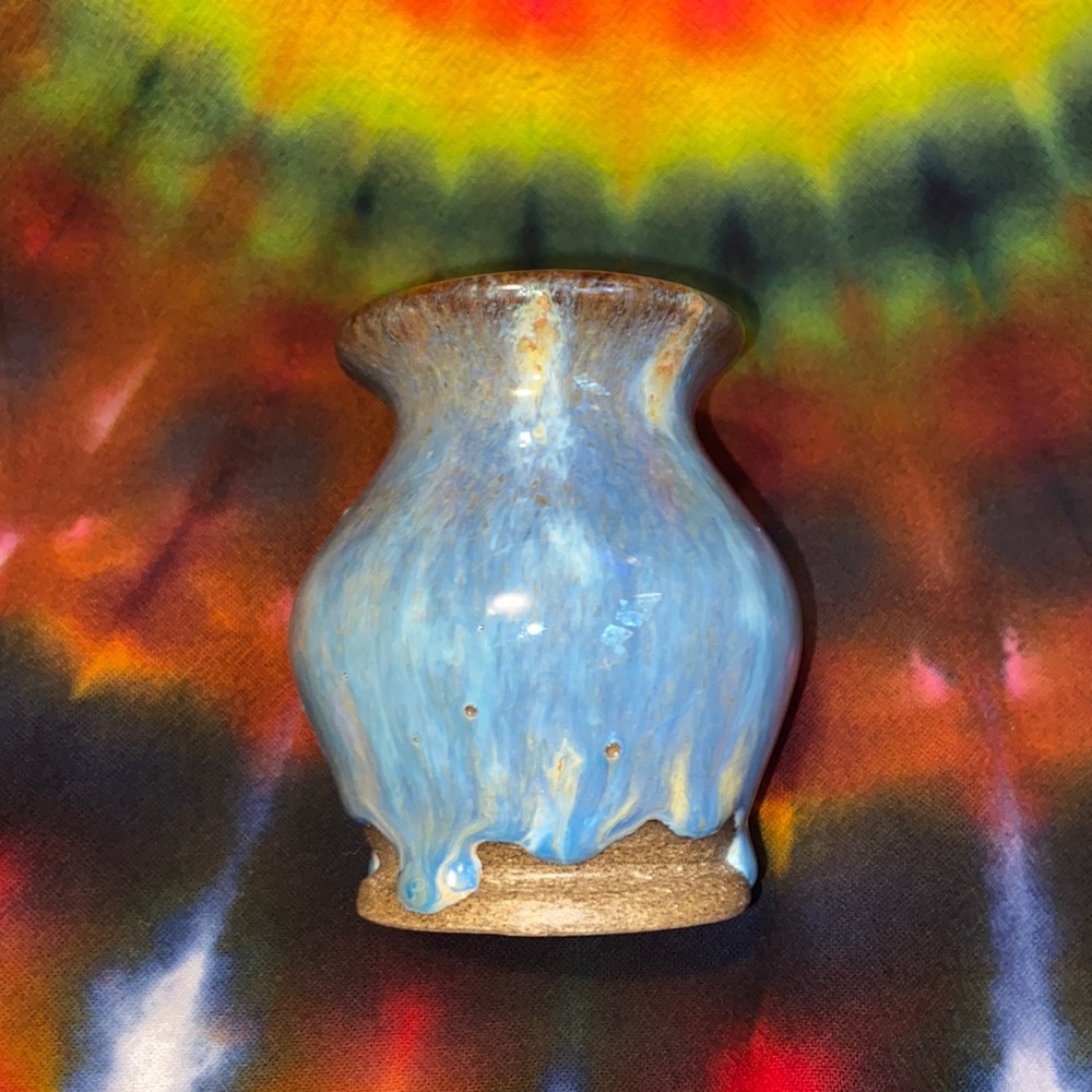 TINY BLUE CERAMIC VASE